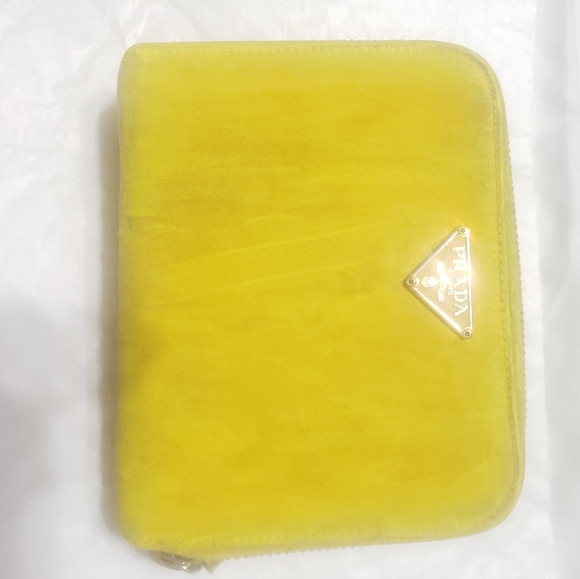 PRADA Vintage YELLOW BIFOLD CANVAS WALLET - Picture 6 of 15